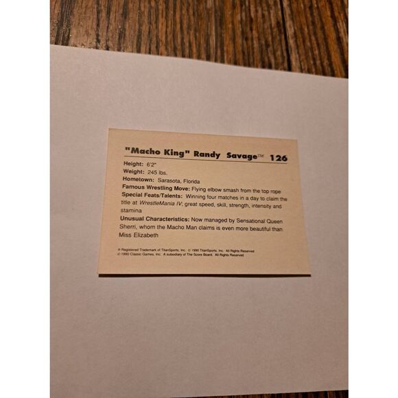 Vintage 1990 Classic WWF Macho Man Randy Savage #126 Trading Card Wrestling - Picture 2 of 2